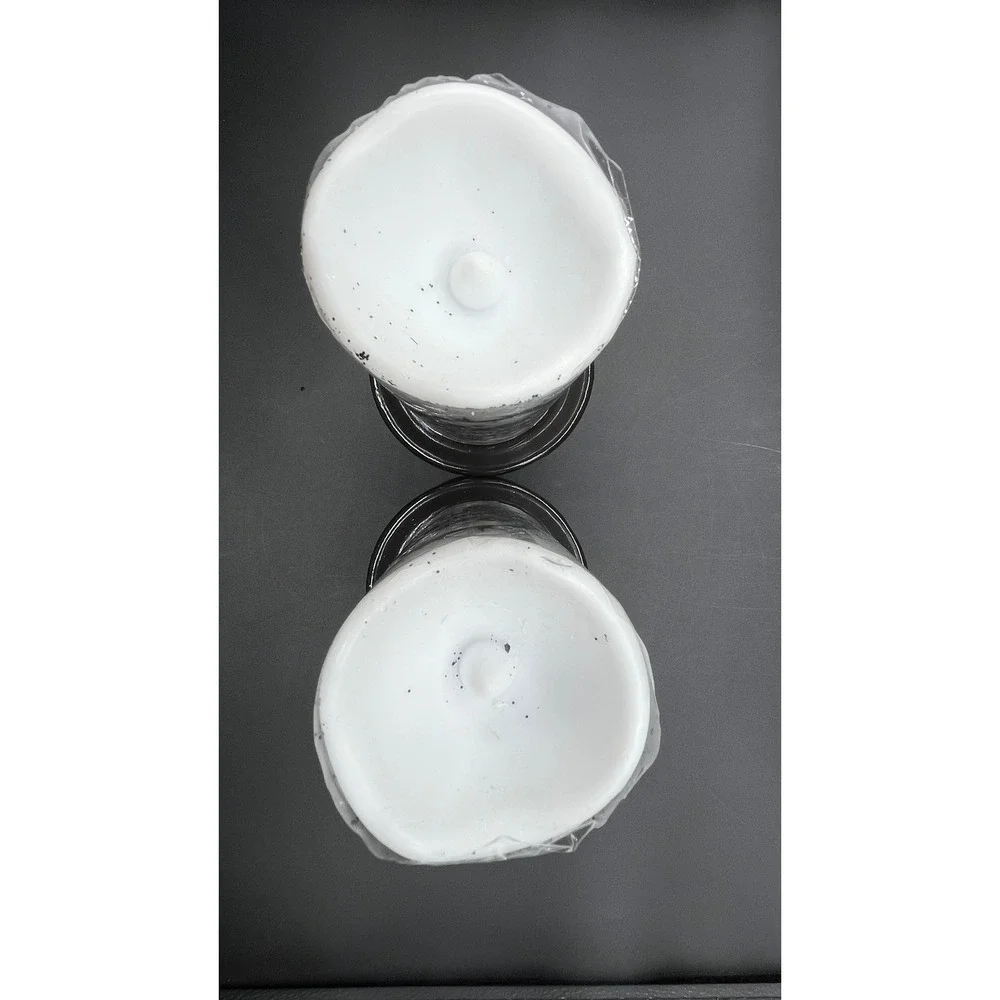 Skull Flameless LED Pillar Candles with Pedestal Bases Set of 2 Halloween Decor